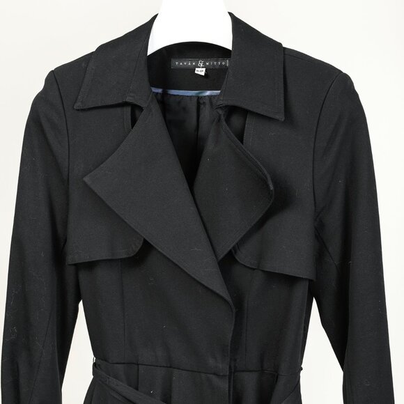Tavan & Mitto Black Full Skirt Trench Coat - Picture 3 of 9